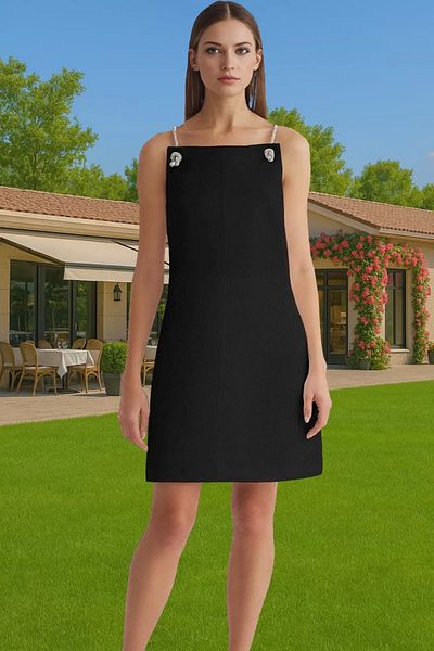 PayBuy A-Line Mini Evening Dress Woven Fabric Stone Detail Graduation Long-Lasting Comfortable Use