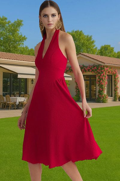 PayBuy A-Line V-Neck Knitted Wrap-Around Evening Dress Summer Graduation Prom Zarifane Design Comfortable and Stylish