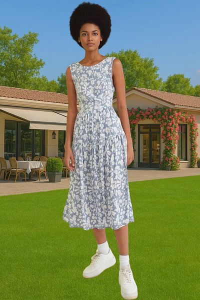 PayBuy Summer Floral Pattern Midi Skater Dress Viscose Fabric Casual High Quality Carefully Selected