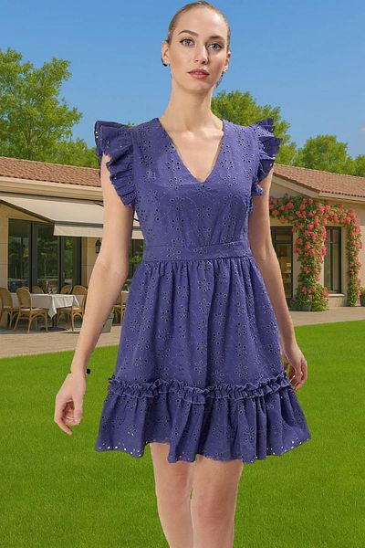 PayBuy Summer Mini Brode Woven Dress Comfortable Premium Quality Durable Material for Daily Use