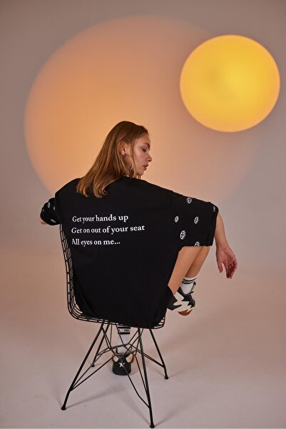 HOLLY LOLLY Eye Patterned Oversize T-Shirt and Bike Tights - Black Set