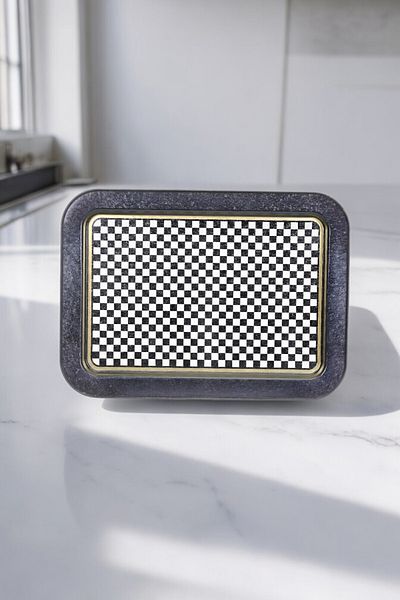 EVLE Ef169-18 Checkers Blue_swt Home Patterned Rectangular Tray 32x43 Cm