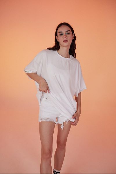 HOLLY LOLLY Cotton Unisex Oversize Lure Tshirt White