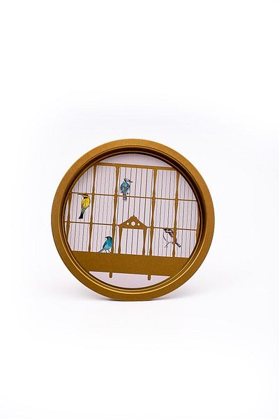 EVLE Ee197-t7 Bird Cage Patterned Round Tray 32 Cm
