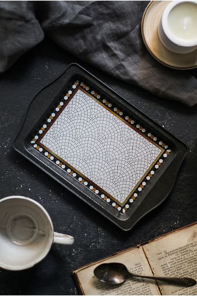 EVLE Ee170-u1 Mosaic Patterned Rectangular Tray 16x25 Cm