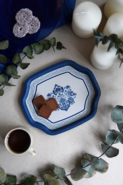 EVLE Ee167-t6 Azulejos Patterned Special Shape Tray 16x19 Cm