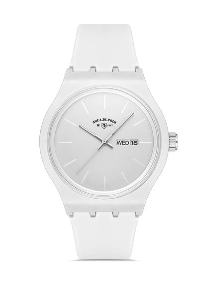 Aqua Di Polo 1987 أبريل031803 ساعة يد سيليكون بيضاء للجنسين