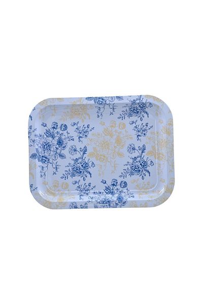 EVLE Ef161-t1 Sn_gül Yellow Navy Blue Patterned Rectangular Tray 23x31 Cm