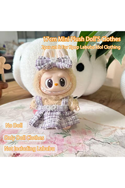 Choice طقم مكون من قطعتين من ملابس الدمية القطيفة الصغيرة الأرجوانية مقاس 17 ...