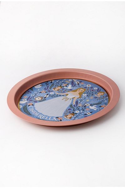 EVLE Tales Patterned Round Metal Tray - Tea Coffee Tray - Presentation Tray 37 Cm Ee163-u9