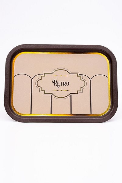 EVLE Retro Patterned Metal Tray - Tea Coffee Tray - Presentation Tray 28 Cm X 40 Cm Ee164-u6