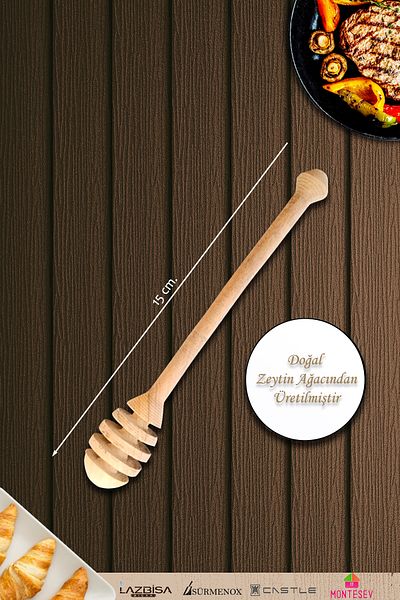 MONTESEV Olive Tree Wooden Board Honey Jam Spoon Breakfast Fork Breakfast Knife (OLIVE TREE)