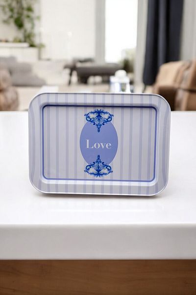 EVLE Ef169-s2 Love Lilac/white Patterned Rectangular Tray 32x43 Cm