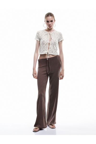 Koton Tie Waist Comfortable Fit Wide Leg Trousers Wrap
