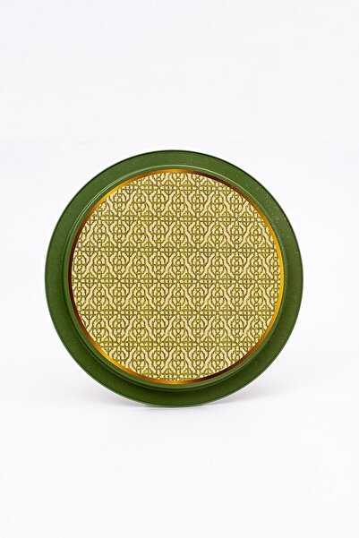 EVLE Forrest Desenli Yuvarlak Metal Tepsi - Çay Kahve Tepsisi - Sunum Tepsisi 37 Cm Ee163-8i