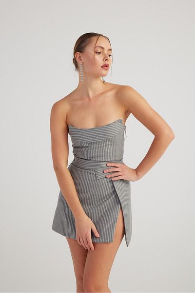 HOLLY LOLLY Glittery Striped Crop Eden Bustier Gray