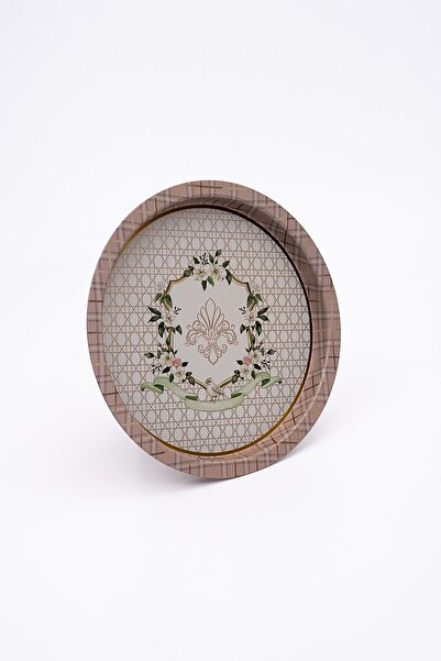 EVLE Ee197-u7 Rosy Desenli Yuvarlak Tepsi 32 Cm