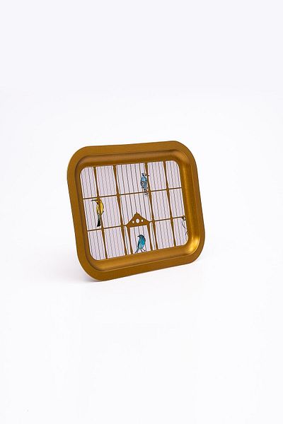 EVLE Ee161-t7 صينية مستطيلة منقوشة على شكل قفص طيور مقاس 23x31 سم