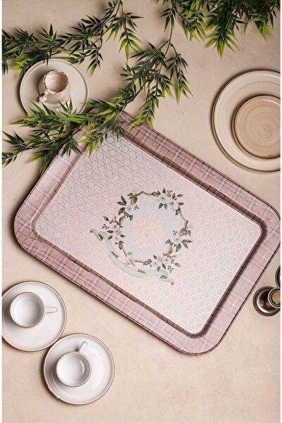 EVLE Ee169-u7 Rosy Desenli Dikdörtgen Tepsi 32x43 Cm