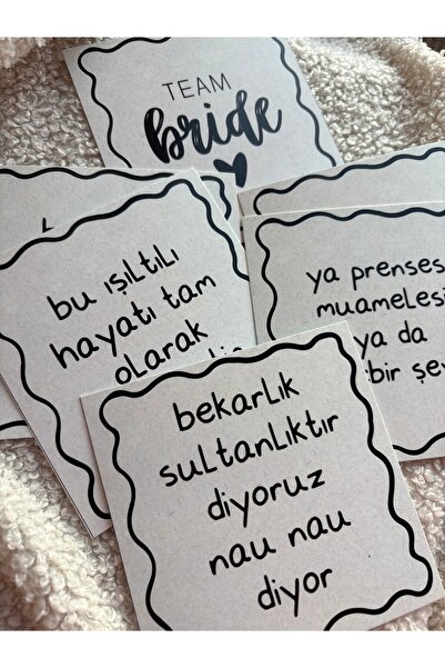 Pankart Evi Bachelorette Party Black Cream Motto 12 Pieces Fun Cards Bride to Be Bride