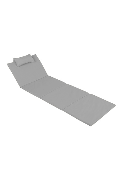 Bysay Taşınabilir Katlanır Çanta Şezlong Minderi Yastıklı Minder (Gri)