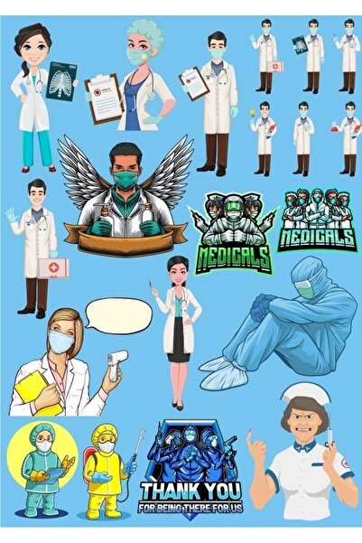 Reysa Tasarım Doktor Sağlık Çalışanı Sticker Set 13 Parça Telefon, Tablet, De...