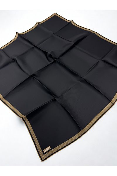 Belli Eșarfă din mătase twill 4129D Culoare uni Negru-Auriu-31