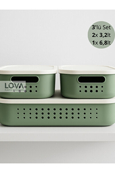 Lova Bubble Delikli Sepet Kutu Organizer Set (2 Adet 3,2 lt)-(1 Adet 6,8 lt)