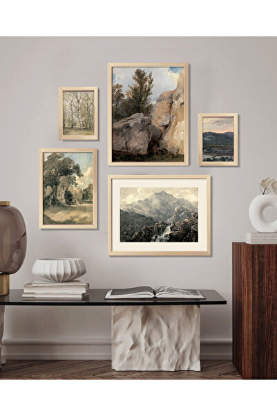 Vetro Design Vintage Manzaralar Ahşap Çerçeveli Set No.2