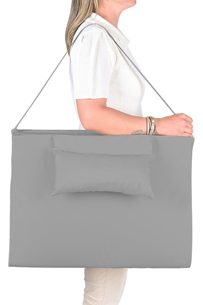 Bysay Taşınabilir Katlanır Çanta Şezlong Minderi Yastıklı Minder (Gri)