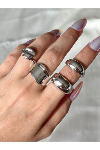 Eylülün Takısı Women's Silver Color 4-Piece Design Ring Set