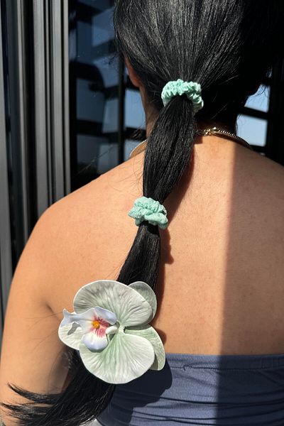 TAKIŞTIR Water Green Color Aloha Orchid Collet and Bagel Buckle Set