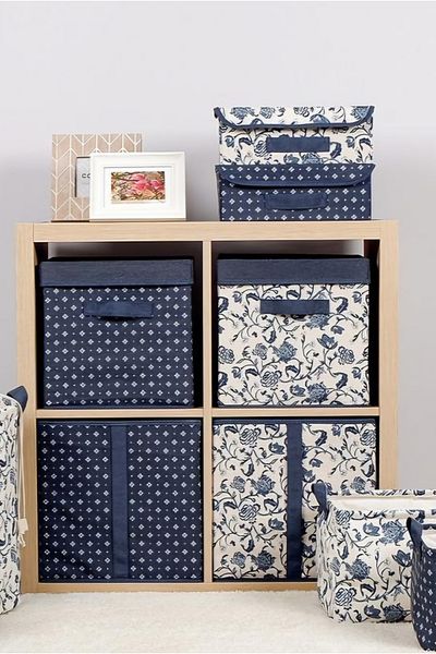 Sibelon Flower Pattern Printed Lidless Organizer Box