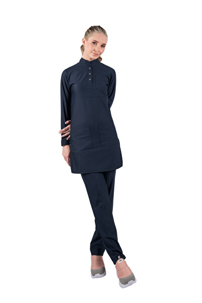 Brl Üniforma Costum chirurgical Tesettür Panda Flex Lycra albastru marin