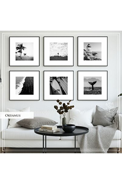 Tablomtr Metal Çerçeveli Camlı Okyanus 6'li Dekoratif Tablo