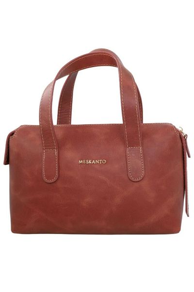 Meskanto Handy Red Genuine Leather Women's Handbag, Shoulder and Shoulder Bag with Detachable Strap