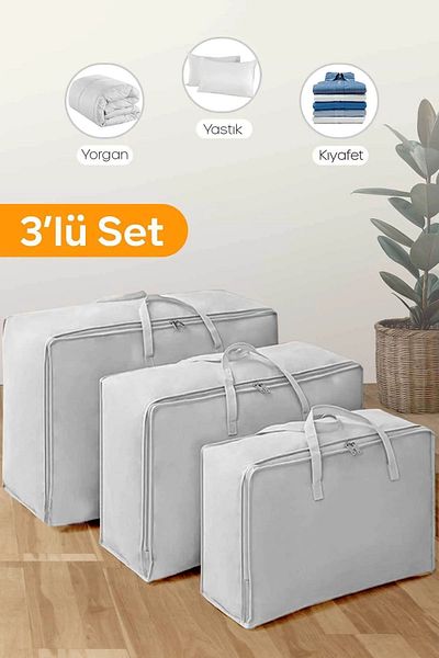 she berrak 3 Size Quilt, Pillow, Clothes Bag - Anthracite