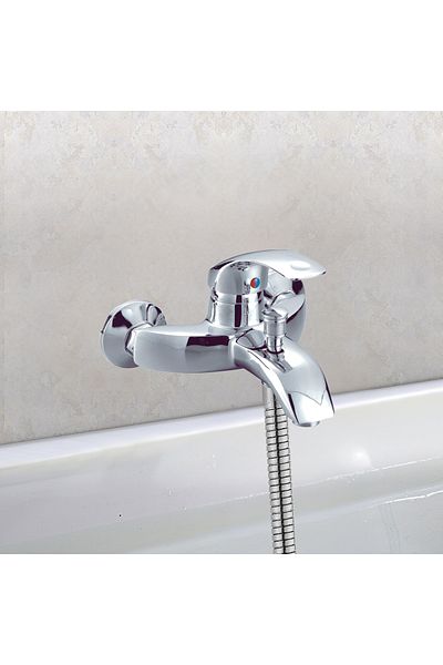 itg Wall-Mounted Bathroom Mixer Faucet with Hand Shower Set, Chrome Finish, Hot & Cold Water