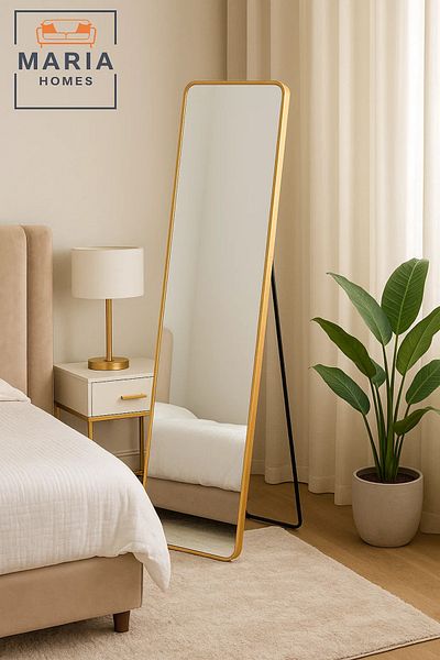 MARIA HOMES Golden Full-Length Standing Mirror – Sleek 160x40 cm Design for Modern Interiors