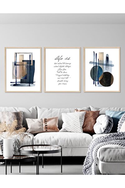 Vetro Design Set de pictură înrămată cu cadru abstract albastru - maro