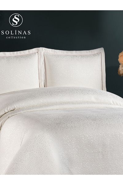 Solinas Collection مفرش سرير مزدوج بحافة كريمية من بيلاميرا