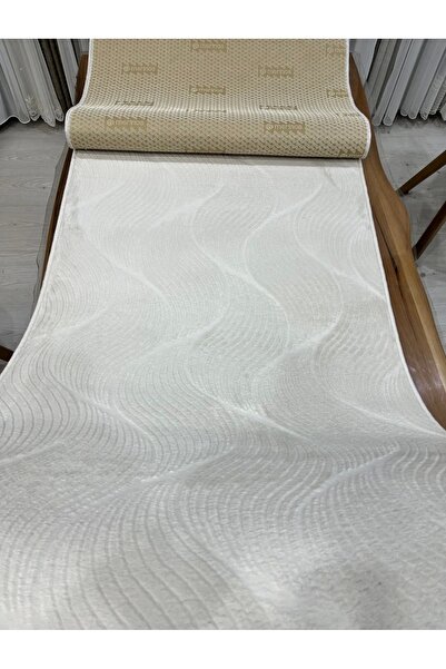 Merinos Rölyef Orla Krem Kaymaz Taban Kesme Halı Yolluk