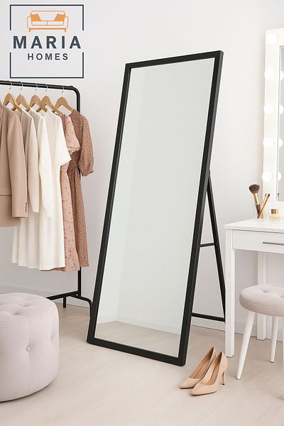 MARIA HOMES Modern Full-Length Standing Mirror – Black Frame, 165x65 cm