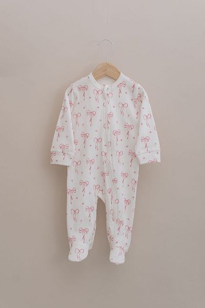 Tuğba Kuğu Baby Romper with Zippered Booties - Pureline Series - Dainty Bows