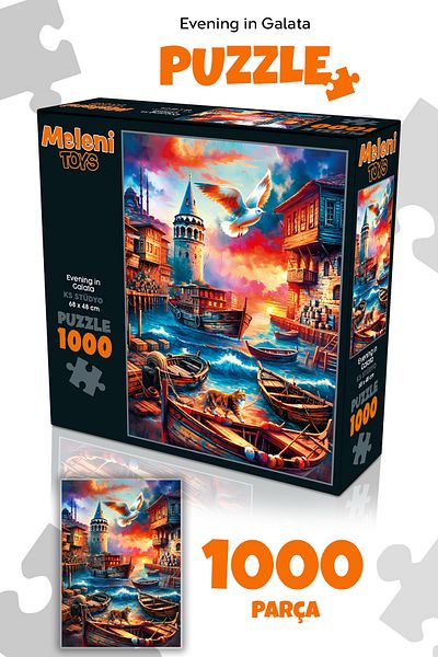 Meleni Toys 1000 Pieces Evening in Galata Puzzle - Galata Tower View Puzzle 68X48 cm