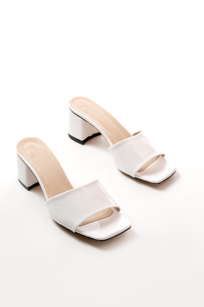 marinarosse Women's Diodore White Patent Leather Heeled Slippers Mrrs.1255, 42
