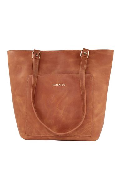 Meskanto Tan Tote Genuine Leather Women's Shopping Handbag and Shoulder Bag