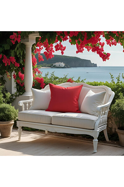 Bc Home Kırmızı Dekoratif Kırlent Kılıfı Düz Sade Yumuşak Dokulu Kadife Görün...