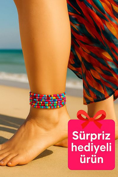 SEZİNİN TAKI DÜKKANI 7 Pieces Multi-Colored Anklet