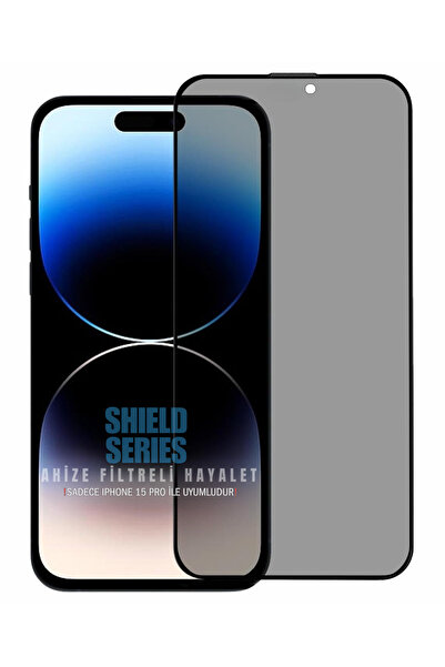 Evax (SHIELD HAYALET) iPhone 15 Pro Uyumlu Hayalet 6D Tam Kaplayan Temperli C...